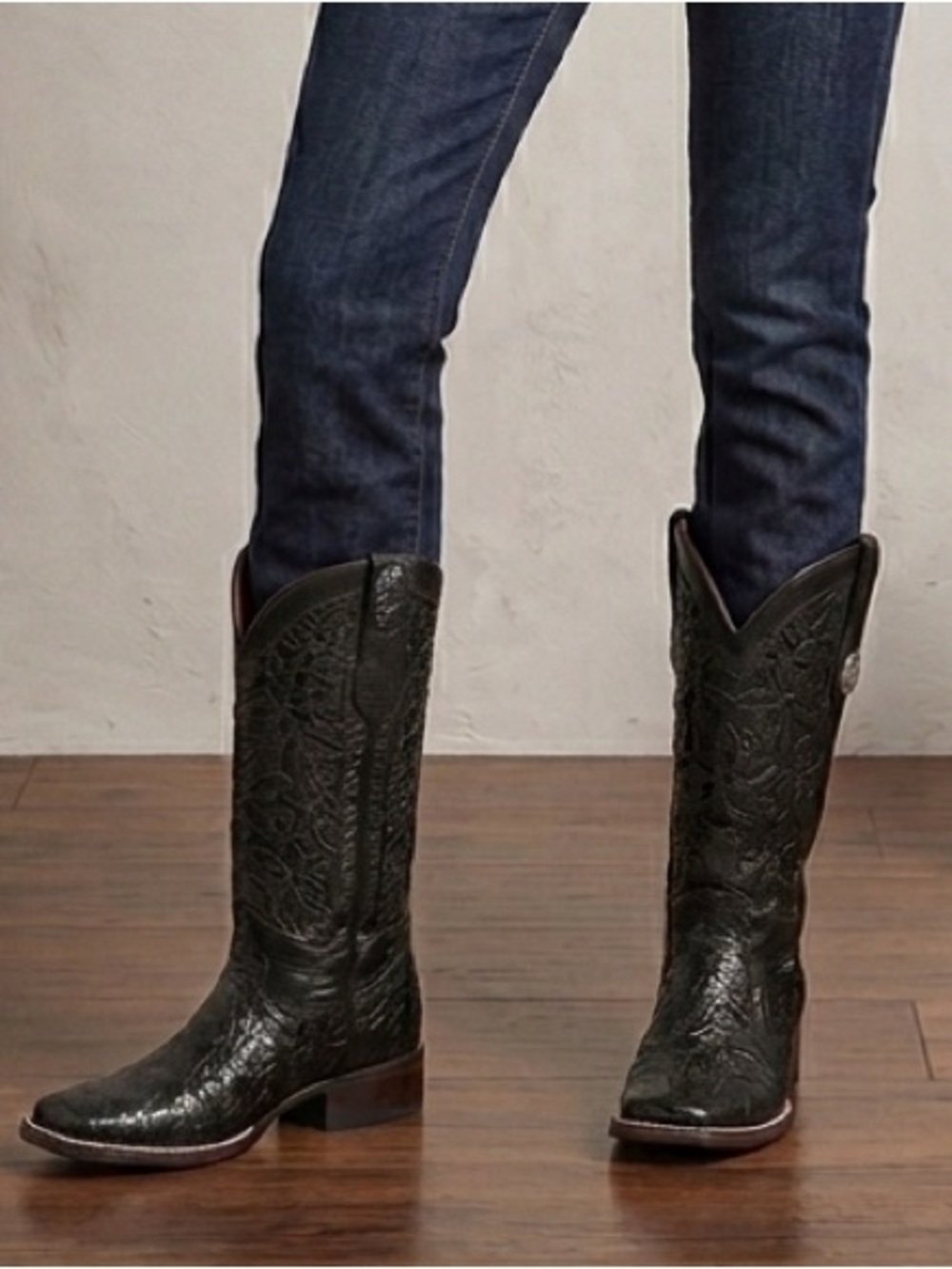Rockem Alma Flor‎ De Luz Black' Women  Cowgirl Ranch Tooled Leather Boots Size 9